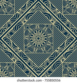 Abstract repeat backdrop with lace floral ornament. Seamless Design for prints, textile, decor, fabric. Vector pattern
