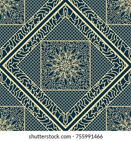 Abstract repeat backdrop with lace floral ornament. Seamless Design for prints, textile, decor, fabric. Vector pattern