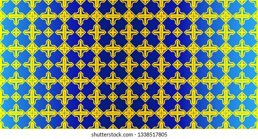 Abstract Repeat Backdrop With Lace Traditional Geometric Ornament. Seamless Design For Prints, Textile, Decor, Fabric. Super Vector Pattern. Blue yellow color.