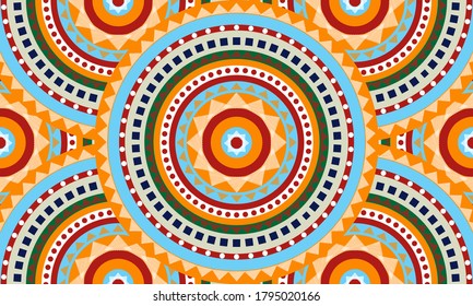 Abstract repeat ethnic circle pattern, seamless pattern