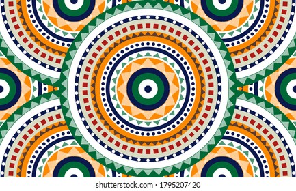 Abstract repeat ethnic circle pattern, seamless pattern