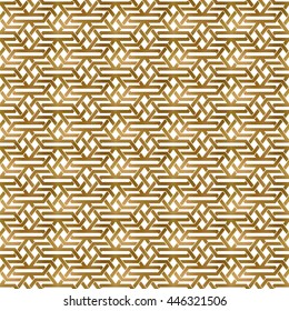 Abstract repeatable background of golden twisted strips. Swatch of gold plexus of bands. Modern seamless pattern.