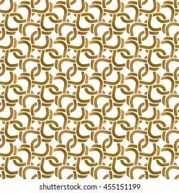 Abstract repeatable background of golden twisted strips. Swatch of gold plexus of bands. Modern seamless pattern.