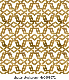Abstract repeatable background of golden twisted strips. Swatch of gold plexus of bands. Modern seamless pattern.