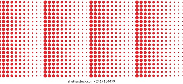 abstract repeatable big to small red halftone dot pattern art.