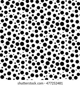 Abstract repeatable black dot background, pattern. Background. Random speckled, dotted pattern. Seamlessly repeatable circle pattern.