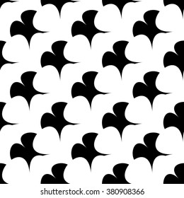 Abstract repeatable clover leaf background, pattern. Monochrome vector texture.