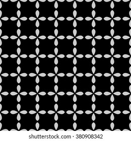 Abstract repeatable flower petals background, pattern. Monochrome vector texture.