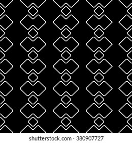 Abstract repeatable geometric overlap background, pattern. Monochrome vector texture.
