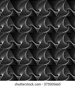 Abstract repeatable monochrome pattern with spiral triangles
