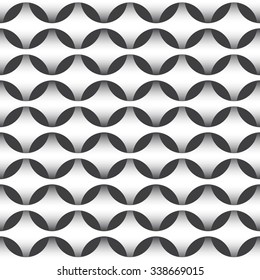 Abstract repeatable pattern background of white intertwined grids with round cells. Volumetric seamless pattern.