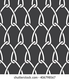 Abstract repeatable pattern background of white twisted bands with black strokes. Swatch of intertwined bands with loops. Seamless pattern in vintage style.