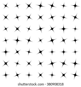 Abstract Repeatable Retro Stars Background, Pattern. Monochrome Vector Texture.