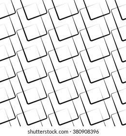 Abstract repeatable rounded rectangles background, pattern. Monochrome vector texture.