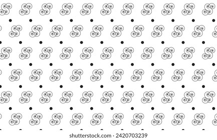 abstract repeatable seamless black spiral and dot pattern art.