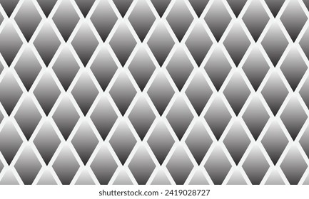 abstract repeatable seamless black white gradient rhombus pattern on grey.