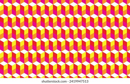 abstract repeatable seamless red yellow pink orange rhombus pattern.
