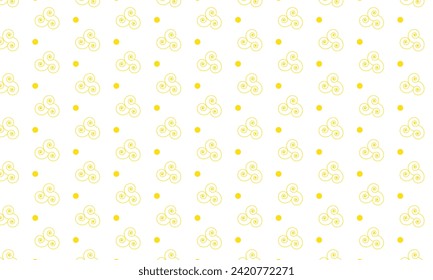 abstract repeatable seamless yellow spiral and dot pattern.