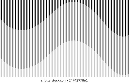 abstract repeatable vertical black grey thin wave line pattern vector illustration.