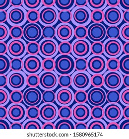 Abstract repeated circles. Flat, retro geometric design. Vector rounded seamless pattern for textile, wallpaper, wrapping paper, prints, fabric, web background or another accent etc.