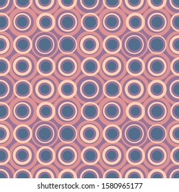 Abstract repeated circles. Flat, retro geometric design. Vector rounded seamless pattern for textile, wallpaper, wrapping paper, prints, fabric, web background or another accent etc.