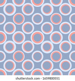Abstract repeated circles. Flat, retro geometric design. Vector rounded seamless pattern for textile, wallpaper, wrapping paper, prints, fabric, web background or another accent etc.