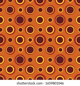 Abstract repeated circles. Flat, retro geometric design. Vector rounded seamless pattern for textile, wallpaper, wrapping paper, prints, fabric, web background or another accent etc.