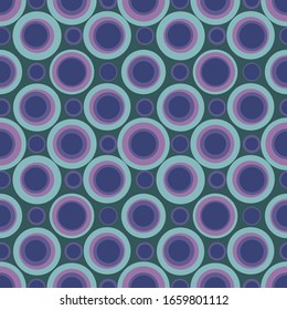 Abstract repeated circles. Flat, retro geometric design. Vector rounded seamless pattern for textile, wallpaper, wrapping paper, prints, fabric, web background or another accent etc.