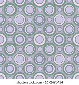 Abstrakte, wiederholte Kreise. Flat, Retro-geometrisches Design. Nahtlose Vektorillustration für Textilien, Tapeten, Verpackungspapier, Drucke, Gewebe, Web-Hintergrund oder einen anderen Akzent usw.