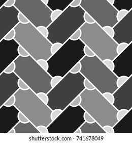 Abstract. Repeated figures background. Slabs tessellation. Seamless surface pattern design with slanted blocks tiling. Ethnic ornament. Mosaic motif. Geometric wallpaper. Digital paper. Vector art.