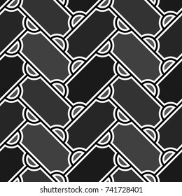 Abstract. Repeated figures background. Slabs tessellation. Seamless surface pattern design with slanted blocks tiling. Ethnic ornament. Mosaic motif. Geometric wallpaper. Digital paper. Vector art.