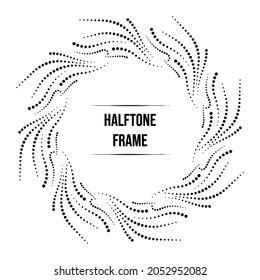 Abstract Repeated Halftone Frame Circle in Black And White Color