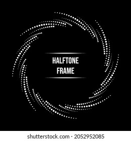 Abstract Repeated Halftone Frame Circle in Black And White Color