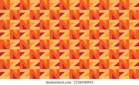 Abstractas patrón de repetición del alfabeto N con tonos cálidos. Fondo de Vector minimalista retro-moderno para la marca
