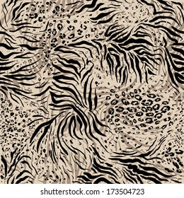 Abstract repeating animal pattern. Vector seamless background. 