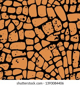 Abstract repeating geometric background with chaotic texture. Irregular blocks pattern. Seamless paving stone mosaic tracery. 