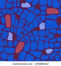 Abstract repeating geometric background with chaotic texture. Irregular blocks pattern. Seamless paving stone, stained glass mosaic tracery. 