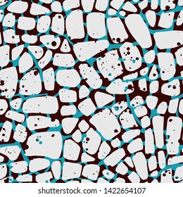 Abstract repeating geometric background with chaotic texture. Irregular blocks pattern. Seamless paving stone, stained glass mosaic tracery. 