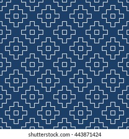Abstract Repeating geometric background with Square.
Vector seamless pattern indigo blue and white. Wallpaper Japanese stylish.