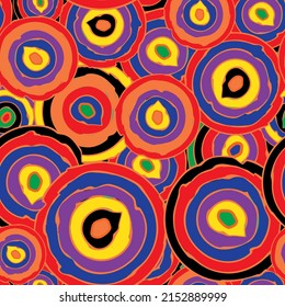 Abstract repeating pattern of colorful circles