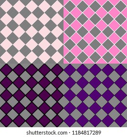 Abstract repeating square pattern design background set - color vector illustration
