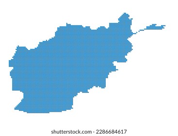 An abstract representation of Afghanistan, vector Afghanistan map made using a mosaic of blue dots with shadows. Illlustration suitable for digital editing and large size prints.
