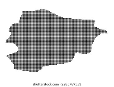 An abstract representation of Andorra using a mosaic of black dots. Illlustration suitable for digital editing and large size prints.