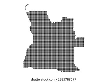 An abstract representation of Angola using a mosaic of black dots. Illlustration suitable for digital editing and large size prints.