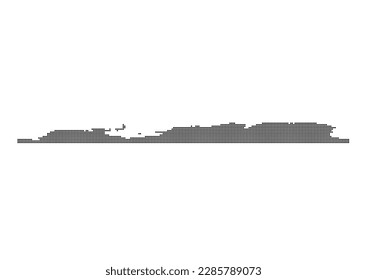 An abstract representation of Antarctica,Antarctica map made using a mosaic of black dots. Illlustration suitable for digital editing and large size prints.