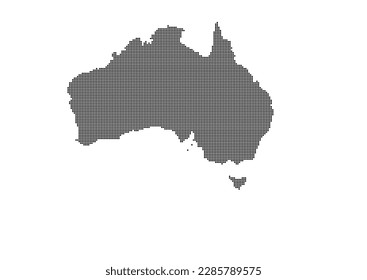 An abstract representation of Australia using a mosaic of black dots. Illlustration suitable for digital editing and large size prints.