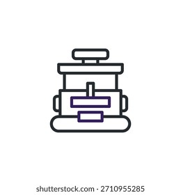 An abstract representation of an automated machine signifies industrial processing and technological advancement. Symbolizing automated manufacturing procedures, this minimalistic design presents