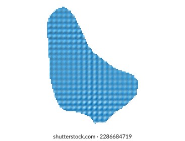 An abstract representation of Barbados, vector Barbados map made using a mosaic of blue dots with shadows. Illlustration suitable for digital editing and large size prints.