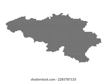 An abstract representation of Belgium,Belgium map made using a mosaic of black dots. Illlustration suitable for digital editing and large size prints.