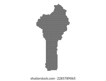 Una representación abstracta de Benín, un mapa de Benín hecho con un mosaico de puntos negros. Ilustración adecuada para la edición digital y las impresiones de gran tamaño.